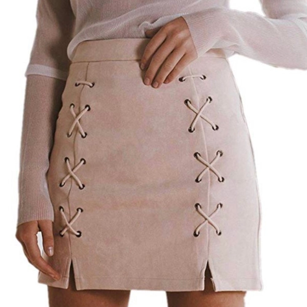 BRITTANY Faux Suede Lace-Up Skirt
